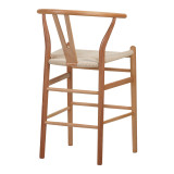 Stol bari Wishbone pakoworld lartësi mesatare rubberwood-litar në nuancë natyrale 55x49x96cm