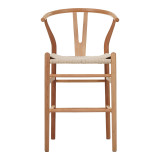 Stol bari Wishbone pakoworld lartësi mesatare rubberwood-litar në nuancë natyrale 55x49x96cm