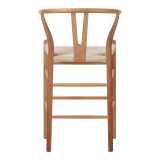 Stol bari Wishbone pakoworld lartësi mesatare rubberwood-litar në nuancë natyrale 55x49x96cm