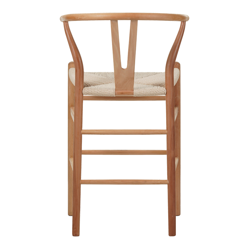 Stol bari Wishbone pakoworld lartësi mesatare rubberwood-litar në nuancë natyrale 55x49x96cm