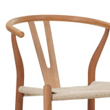 Stol bari Wishbone pakoworld lartësi mesatare rubberwood-litar në nuancë natyrale 55x49x96cm