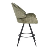 Karrige bar rrotulluese Morea pakoworld bouclé në ngjyrë jeshile ulliri me këmbë metalike të zeza 55x66x107.5cm