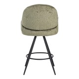 Karrige bar rrotulluese Morea pakoworld bouclé në ngjyrë jeshile ulliri me këmbë metalike të zeza 55x66x107.5cm
