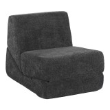 Fotel-Krevat Ferderina pakoworld pëlhurë në ngjyrë gri të errët 66x102x73cm