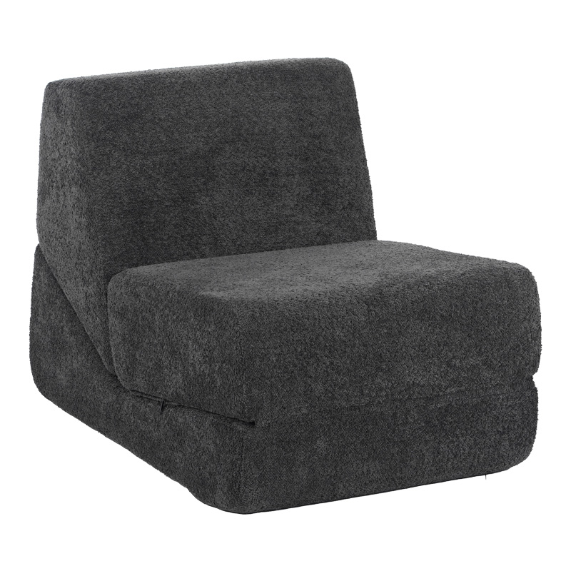 Fotel-Krevat Ferderina pakoworld pëlhurë në ngjyrë gri të errët 66x102x73cm
