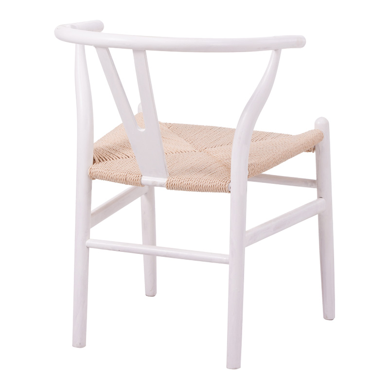 Karrige Wishbone pakoworld prej druri gome-litar në nuancë të bardhë 53.5x57x74cm