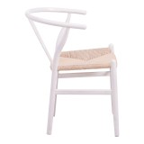 Karrige Wishbone pakoworld prej druri gome-litar në nuancë të bardhë 53.5x57x74cm