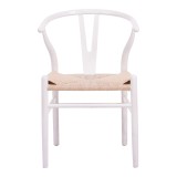 Karrige Wishbone pakoworld prej druri gome-litar në nuancë të bardhë 53.5x57x74cm