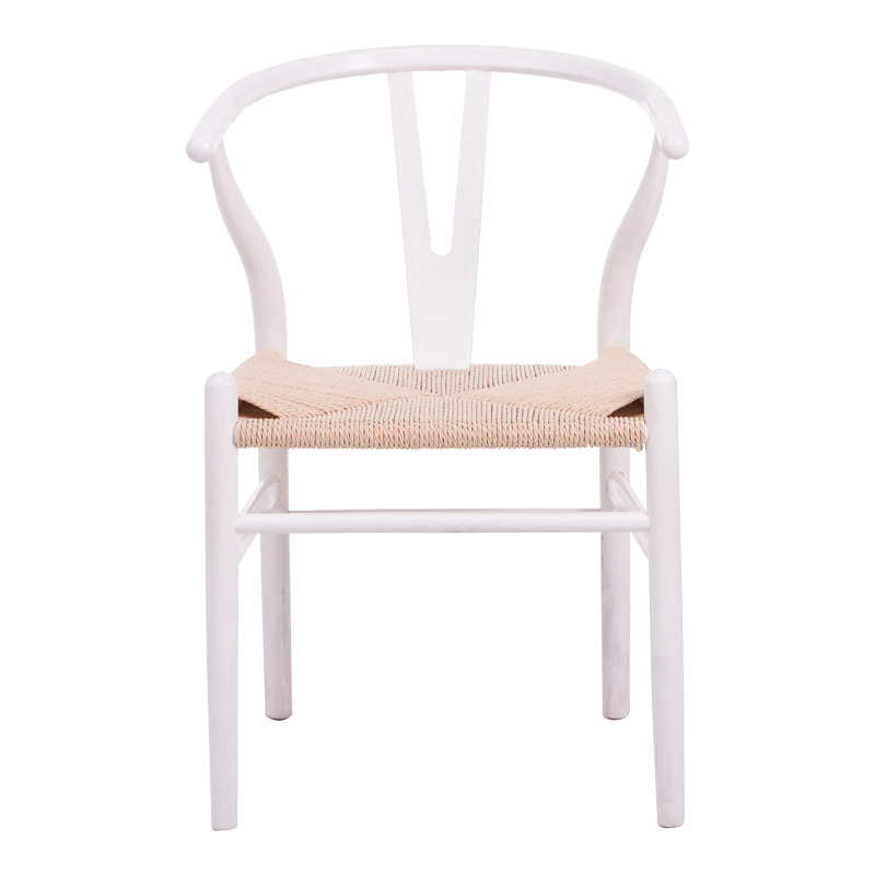 Karrige Wishbone pakoworld prej druri gome-litar në nuancë të bardhë 53.5x57x74cm
