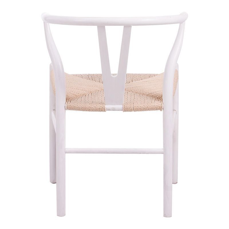 Karrige Wishbone pakoworld prej druri gome-litar në nuancë të bardhë 53.5x57x74cm