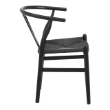 Karrige Wishbone pakoworld prej druri gome-litar në nuancë të zezë 53.5x57x74cm