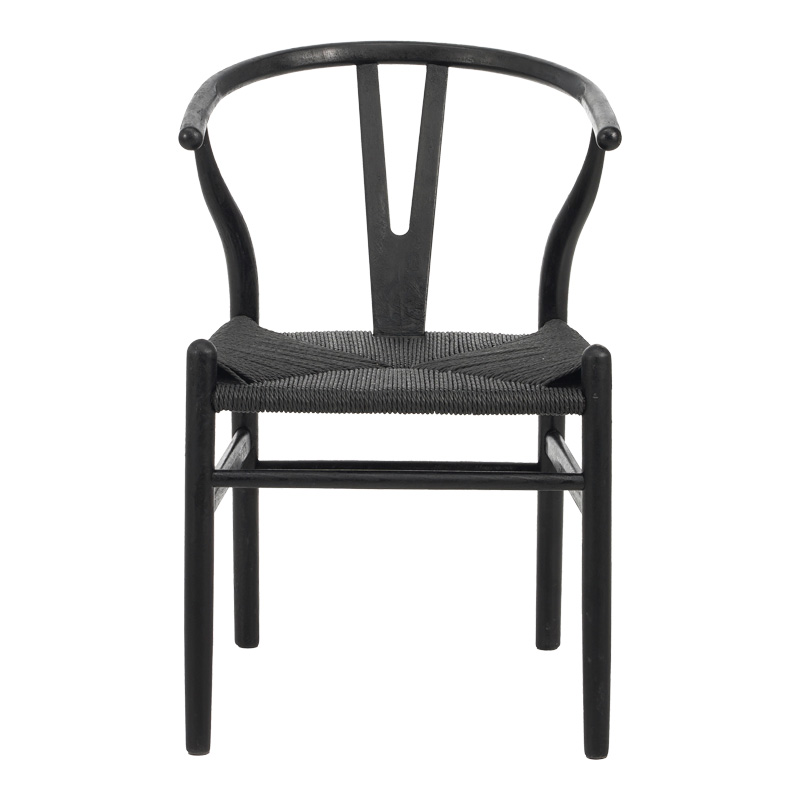 Karrige Wishbone pakoworld prej druri gome-litar në nuancë të zezë 53.5x57x74cm