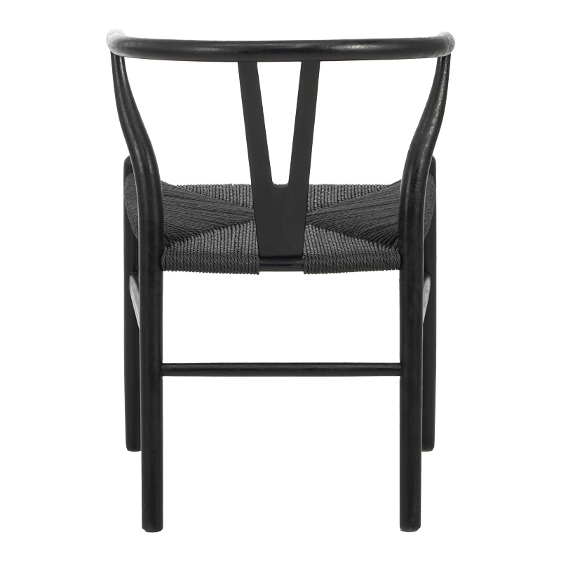 Karrige Wishbone pakoworld prej druri gome-litar në nuancë të zezë 53.5x57x74cm