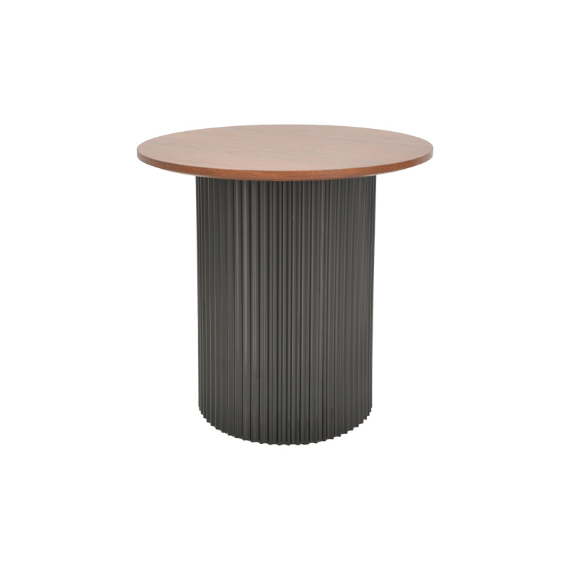 Tavolinë anësore Dovel pakoworld mdf në ngjyrë arre - metal i zi D50x50cm