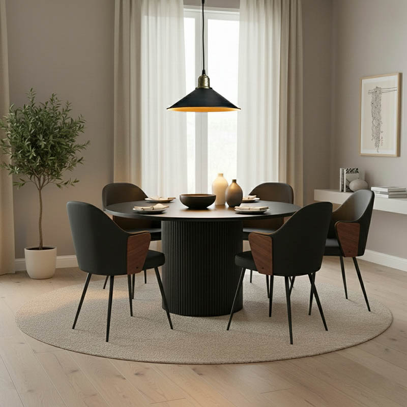 Tavolinë Karulo pakoworld mdf në nuancë të zezë Φ120x76cm