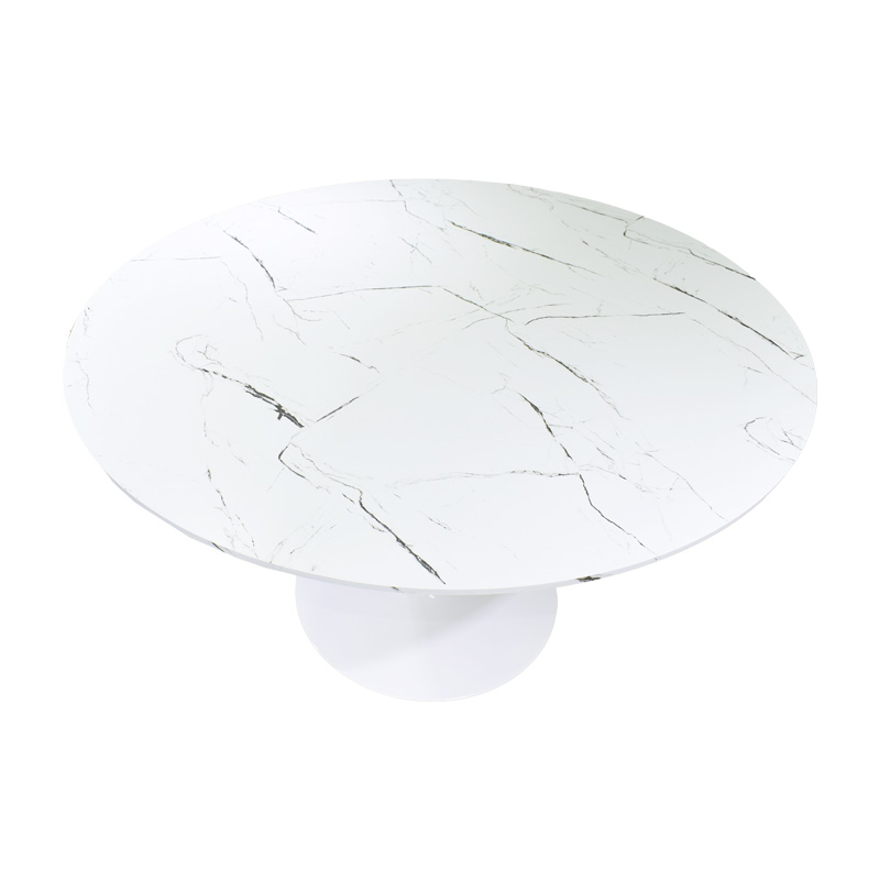 Tavolinë Balou pakoworld mdf në të bardhë me pamje mermeri D80x73cm