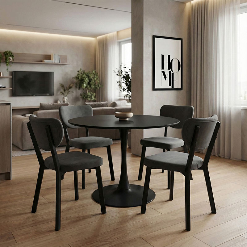 Tavolinë Balou pakoworld mdf në ngjyrë të zezë D80x73cm