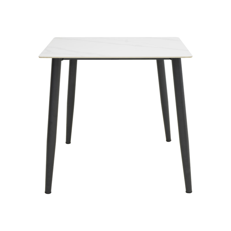 Tavolinë Gustas pakoworld mermer i bardhë gur i sinterizuar-metal i zi 80x80x76cm