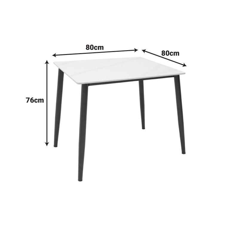 Tavolinë Gustas pakoworld mermer i bardhë gur i sinterizuar-metal i zi 80x80x76cm