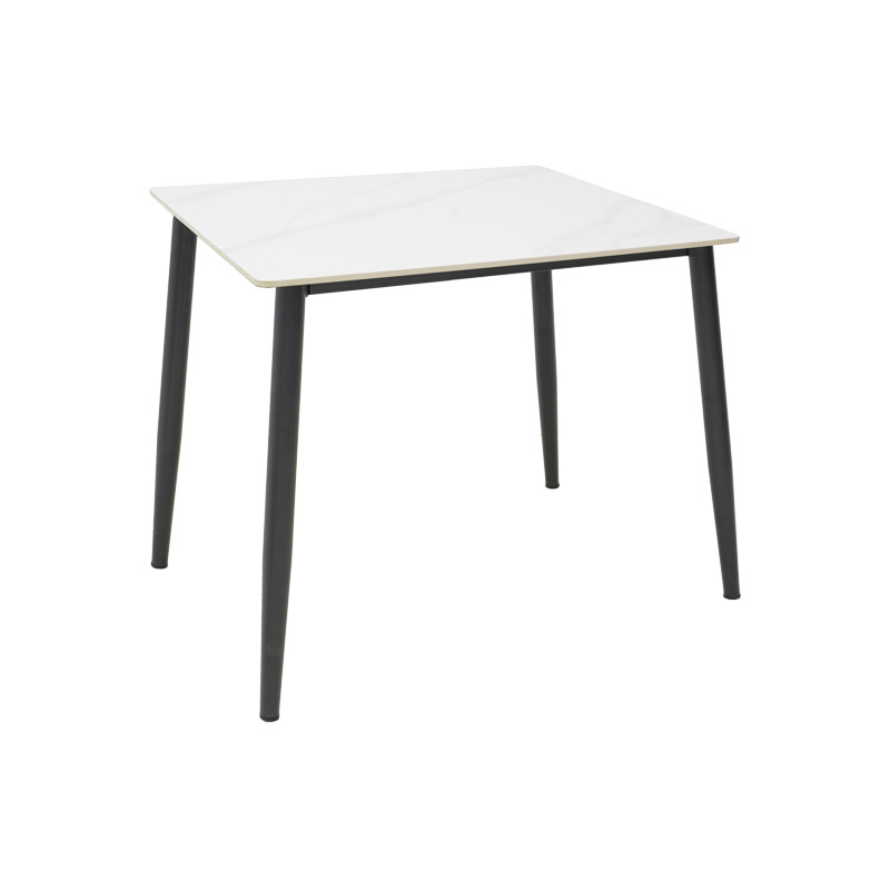 Tavolinë Gustas pakoworld mermer i bardhë gur i sinterizuar-metal i zi 80x80x76cm