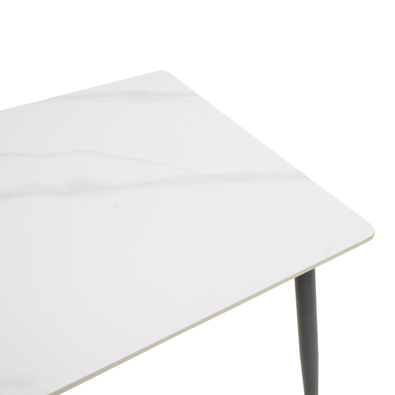 Tavolinë Gustas pakoworld mermer i bardhë gur i sinterizuar-metal i zi 120x80x76cm