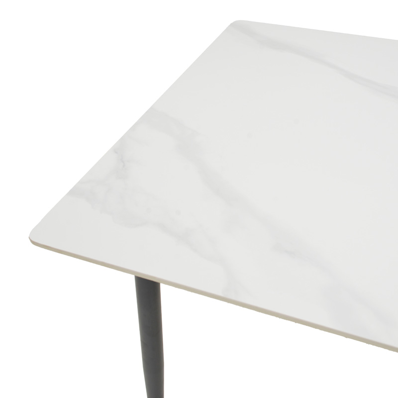 Tavolinë Gustas pakoworld mermer i bardhë gur i sinterizuar-metal i zi 120x80x76cm