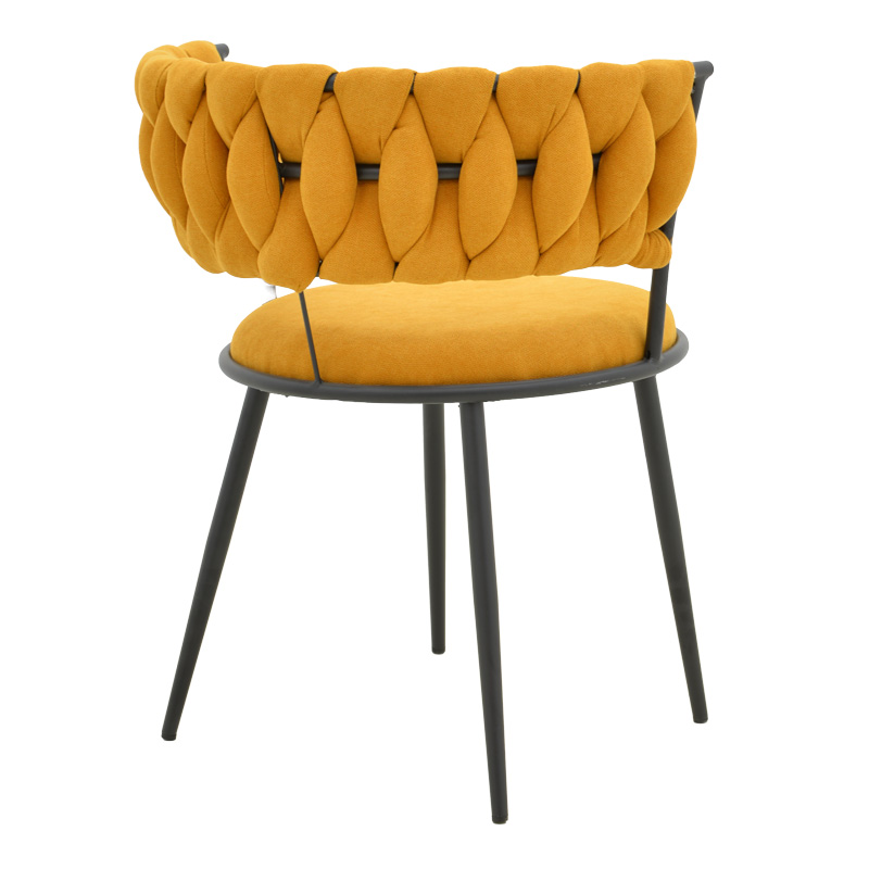 Fotel Alkia I pakoworld pëlhurë në nuancë të verdhë - këmbë metalike e zezë 57x58.5x72cm