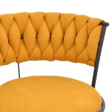 Fotel Alkia I pakoworld pëlhurë në nuancë të verdhë - këmbë metalike e zezë 57x58.5x72cm