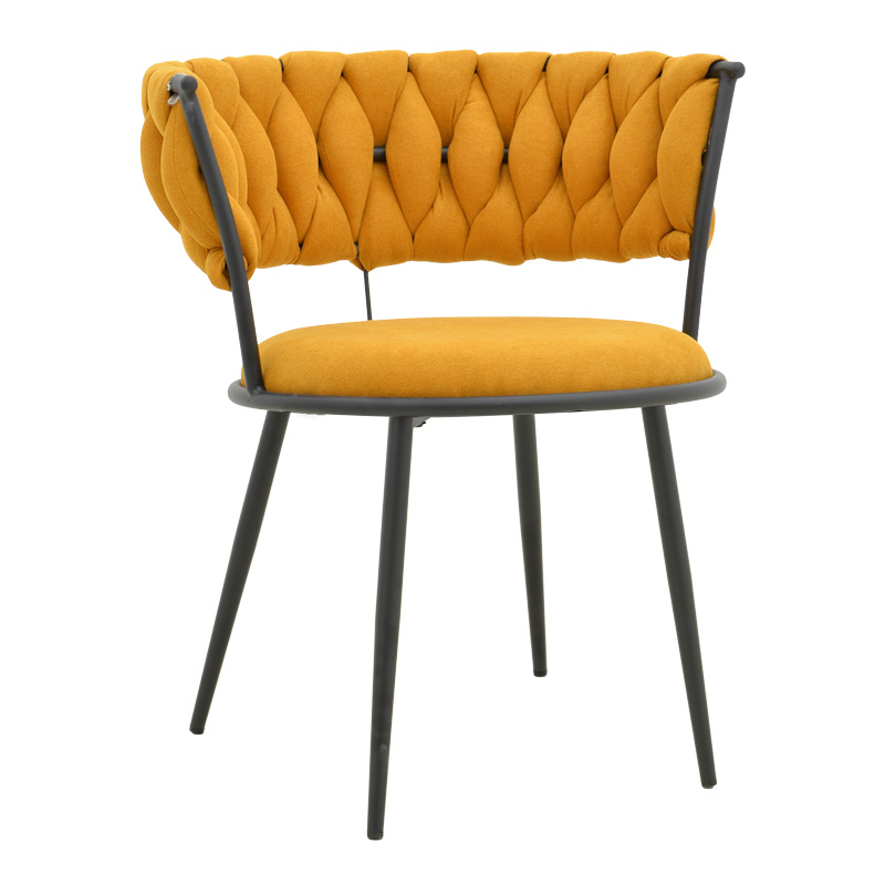 Fotel Alkia I pakoworld pëlhurë në nuancë të verdhë - këmbë metalike e zezë 57x58.5x72cm