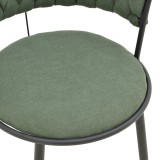 Fotel Alkia I pakoworld me pëlhurë në nuancë kaki - këmbë metalike të zeza 57x58.5x72cm