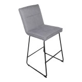 Stol bari Essential pakoworld pëlhurë gri-këmbë metalike e zezë 53x64.5x107cm