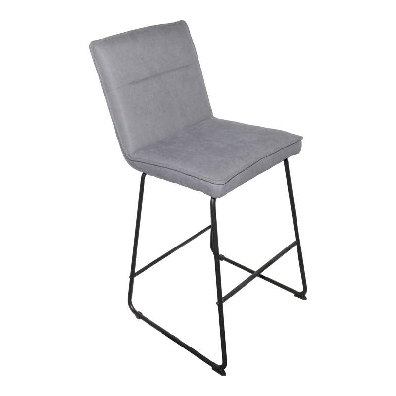 Stol bari Essential pakoworld pëlhurë gri-këmbë metalike e zezë 53x64.5x107cm