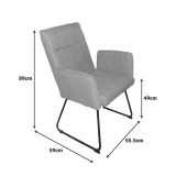 Fotel Essential pakoworld pëlhurë gri-këmbë metalike e zezë 55.5x59x89cm