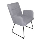 Fotel Essential pakoworld pëlhurë gri-këmbë metalike e zezë 55.5x59x89cm