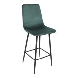 Stol bari Grato pakoworld pëlhurë jeshile cypres-këmbë metalike e zezë 43.5x55x114cm
