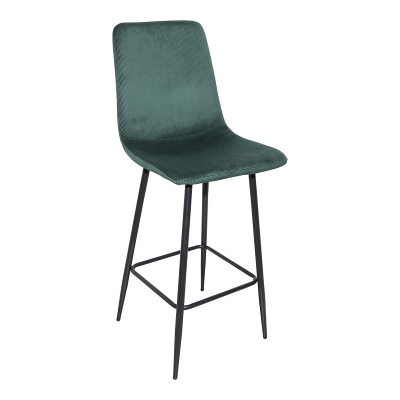 Stol bari Grato pakoworld pëlhurë jeshile cypres-këmbë metalike e zezë 43.5x55x114cm