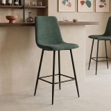 Stol bari Grato pakoworld pëlhurë jeshile cypres-këmbë metalike e zezë 43.5x55x114cm