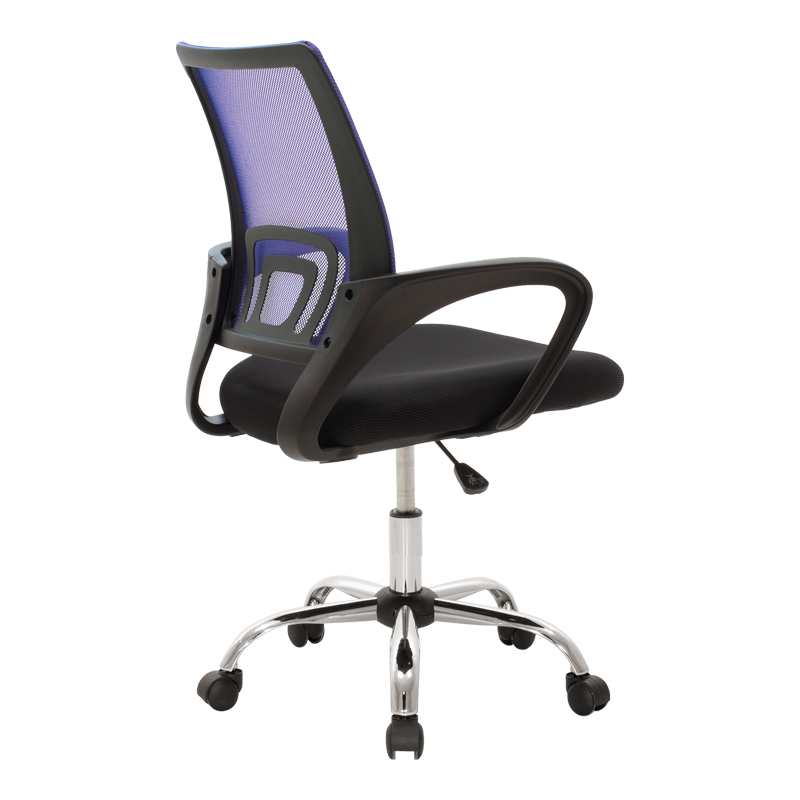 Karrige zyre me recline Berto II pakoworld me pëlhurë rrjetë në nuancë blu-e zezë dhe bazë kromi 60x48x85-95cm