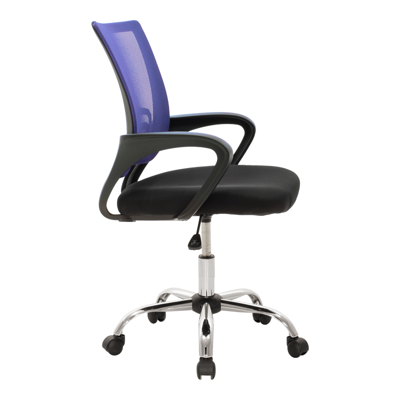 Karrige zyre me recline Berto II pakoworld me pëlhurë rrjetë në nuancë blu-e zezë dhe bazë kromi 60x48x85-95cm