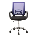 Karrige zyre me recline Berto II pakoworld me pëlhurë rrjetë në nuancë blu-e zezë dhe bazë kromi 60x48x85-95cm