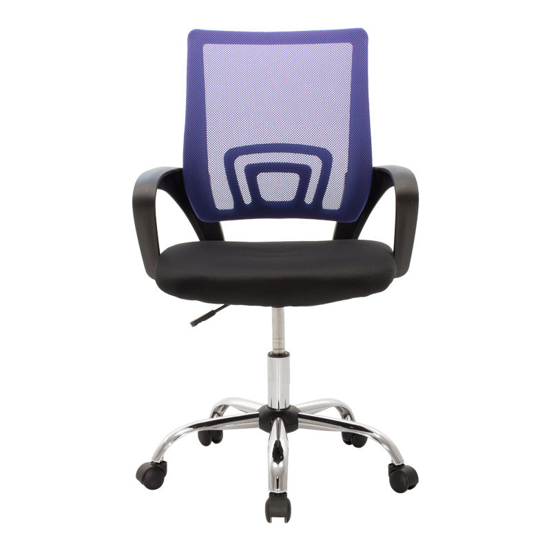 Karrige zyre me recline Berto II pakoworld me pëlhurë rrjetë në nuancë blu-e zezë dhe bazë kromi 60x48x85-95cm