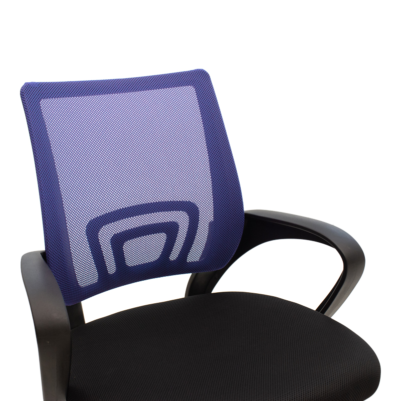 Karrige zyre me recline Berto II pakoworld me pëlhurë rrjetë në nuancë blu-e zezë dhe bazë kromi 60x48x85-95cm