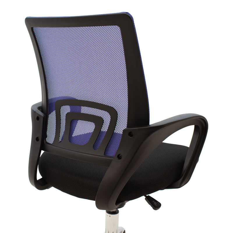 Karrige zyre me recline Berto II pakoworld me pëlhurë rrjetë në nuancë blu-e zezë dhe bazë kromi 60x48x85-95cm