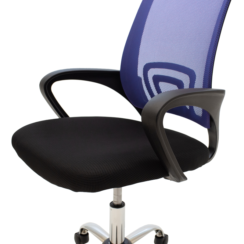 Karrige zyre me recline Berto II pakoworld me pëlhurë rrjetë në nuancë blu-e zezë dhe bazë kromi 60x48x85-95cm