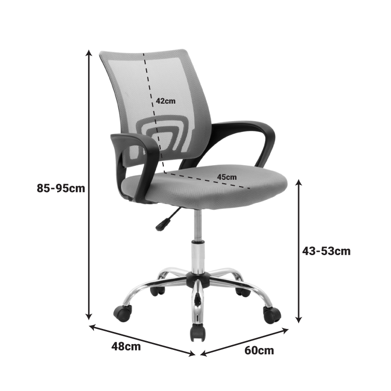 Karrige zyre me recline Berto II pakoworld me pëlhurë rrjetë në nuancë blu-e zezë dhe bazë kromi 60x48x85-95cm