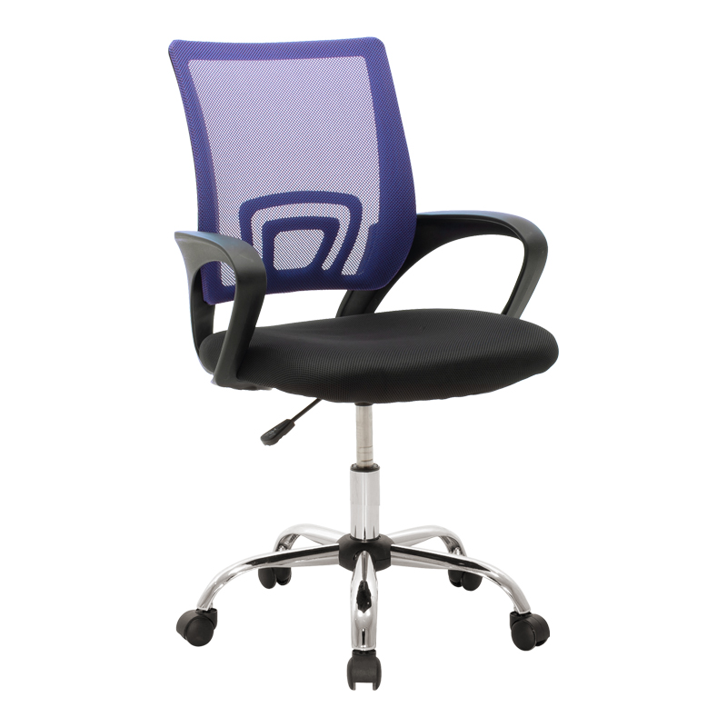 Karrige zyre me recline Berto II pakoworld me pëlhurë rrjetë në nuancë blu-e zezë dhe bazë kromi 60x48x85-95cm