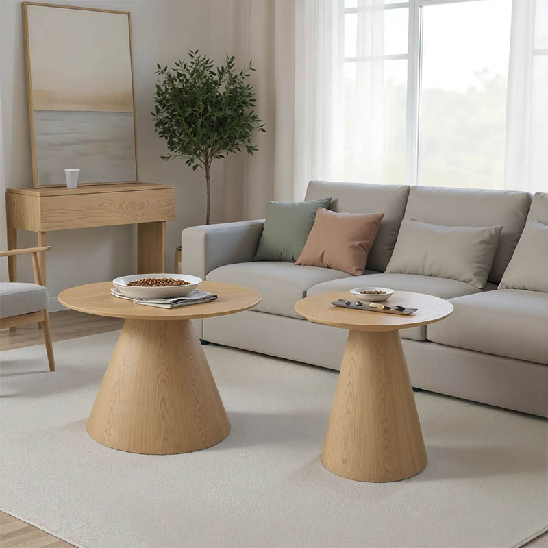 Set tavolinash kafeje Donda pakoworld mdf-metal 2 copë SONOMA