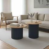 Set tavolinash kafeje Dovel pakoworld mdf prej 2 copësh SONOMA-metal i zi