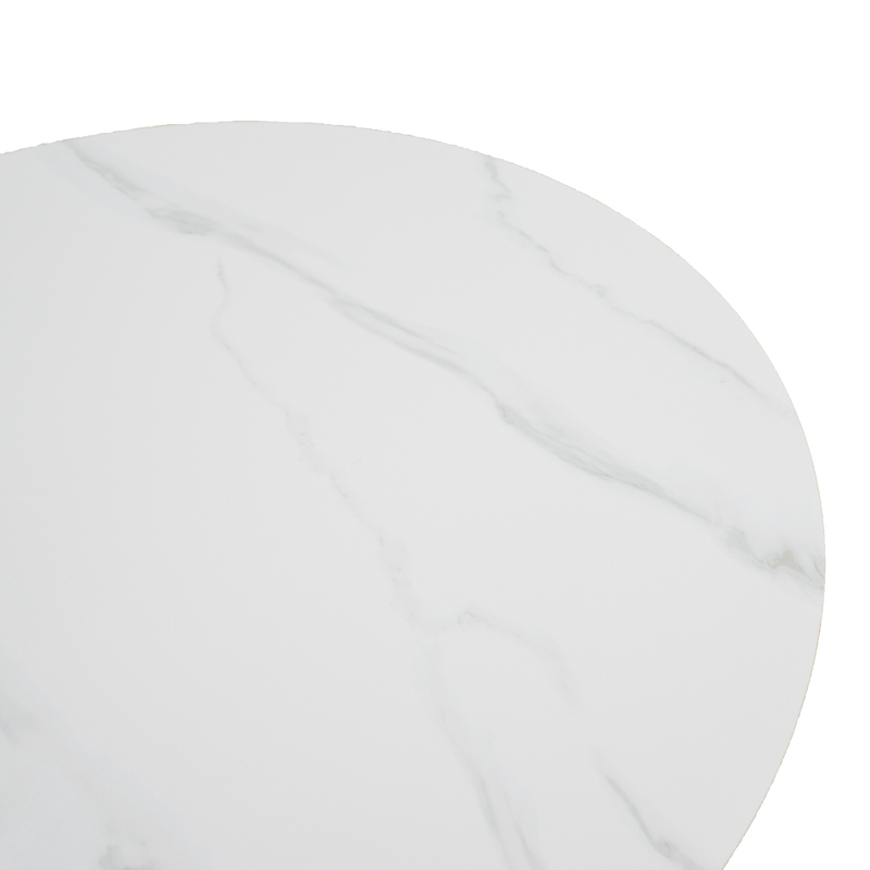 Tavolinë ngrënie Franzel pakoworld sintered stone me pamje mermeri-mdf në nuancë natyrale D120x75cm