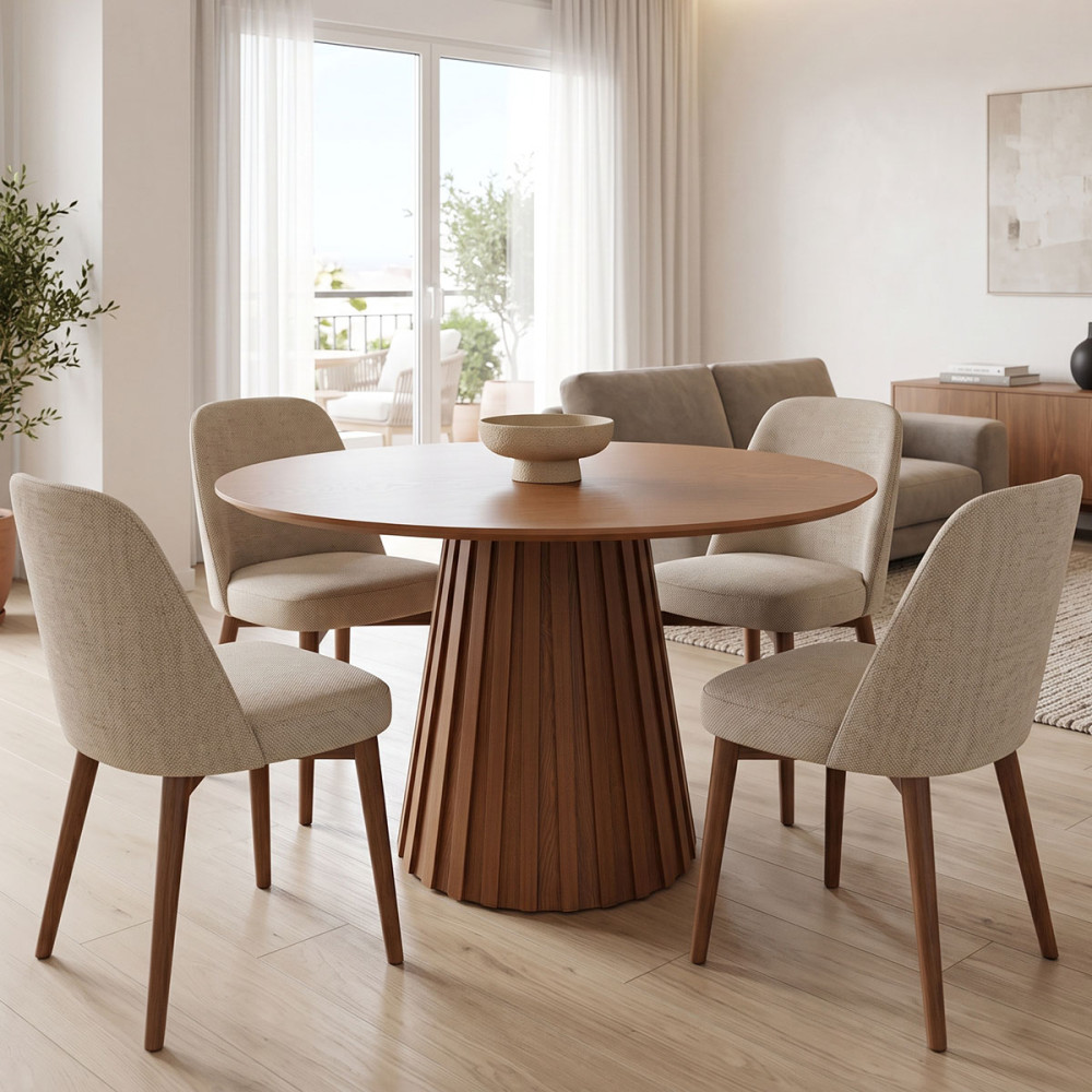 Tavolinë ngrënieje Franzel pakoworld mdf walnut D120x75cm